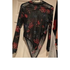 Floral mesh body suit